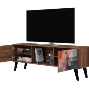 Manhattan Comfort Doyers 62.20 Mid-Century Modern TV Stand in Multi Color Red and Blue