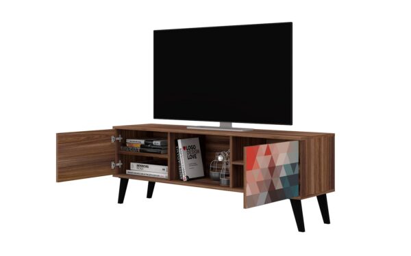 Manhattan Comfort Doyers 62.20 Mid-Century Modern TV Stand in Multi Color Red and Blue