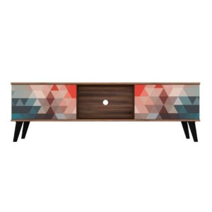 Manhattan Comfort Doyers 62.20 Mid-Century Modern TV Stand in Multi Color Red and Blue