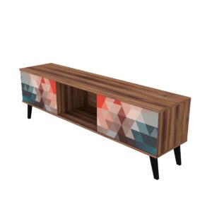 Manhattan Comfort Doyers 62.20 Mid-Century Modern TV Stand in Multi Color Red and Blue