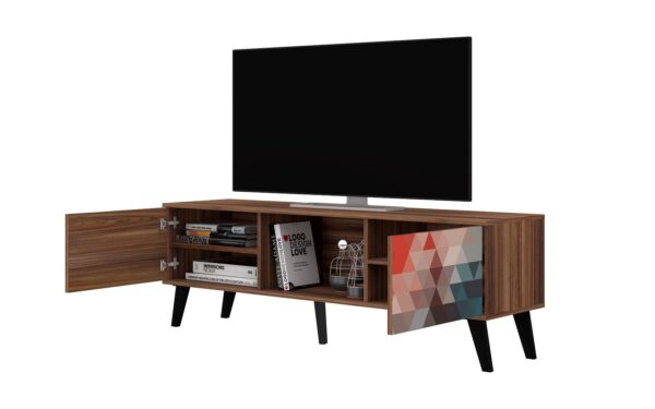 Manhattan Comfort Doyers 70.87 Mid-Century Modern TV Stand in Multi Color Red and Blue