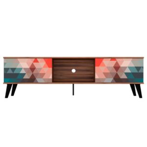 Manhattan Comfort Doyers 70.87 Mid-Century Modern TV Stand in Multi Color Red and Blue