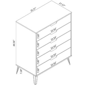 Manhattan Comfort Rockefeller 5-Drawer and 6-Drawer White Dresser Set