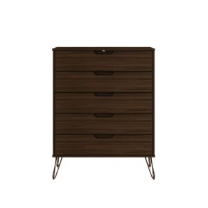 Manhattan Comfort Rockefeller 5-Drawer and 6-Drawer Brown Dresser Set