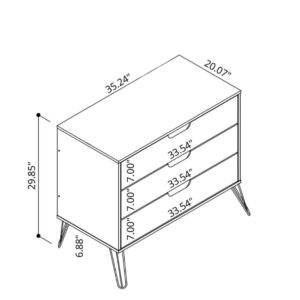 Manhattan Comfort Rockefeller 3-Piece White Dresser and Nightstand Set