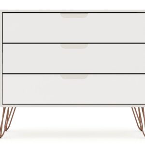 Manhattan Comfort Rockefeller 3-Piece Off White Dresser and Nightstand Set