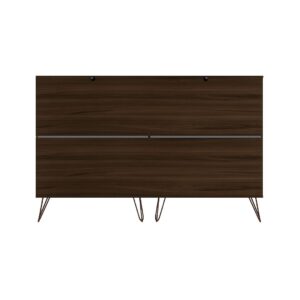 Manhattan Comfort Rockefeller 3-Piece Brown Dresser and Nightstand Set