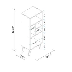 Manhattan Comfort Warren Mid-High Bookcase 2.0 with 5 Shelves in White with Black Feet