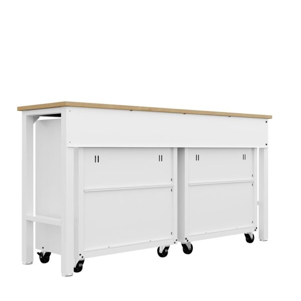 Manhattan Comfort 3-Piece Fortress Mobile Space-Saving Steel Garage Cabinet and Worktable 4.0 in White