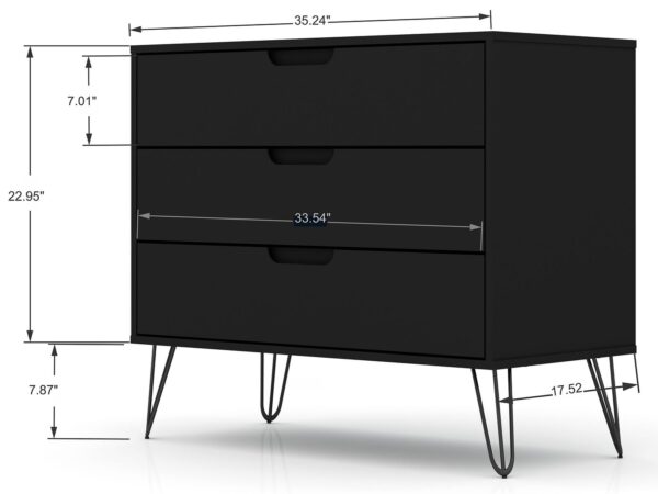 Manhattan Comfort Rockefeller 5-Drawer and 3-Drawer Black Dresser Set