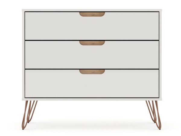 Manhattan Comfort Rockefeller 5-Drawer and 3-Drawer Off White and Nature Dresser Set