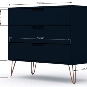 Manhattan Comfort Rockefeller 5-Drawer and 3-Drawer Tatiana Midnight Blue Dresser Set