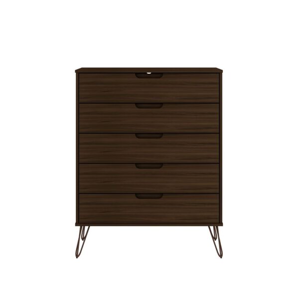 Manhattan Comfort Rockefeller 5-Drawer and 3-Drawer Brown Dresser Set