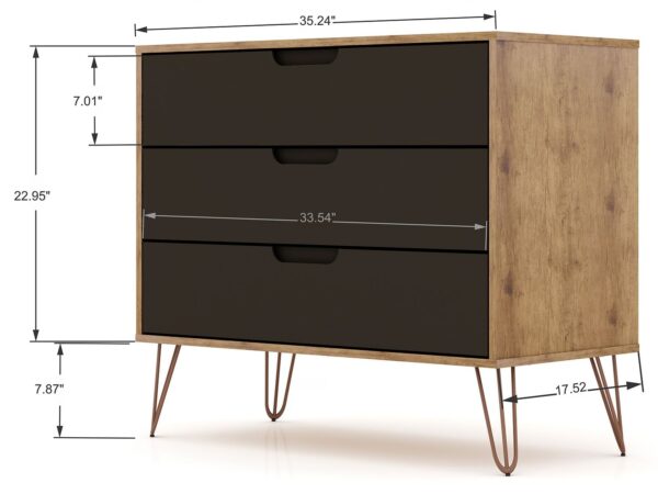 Manhattan Comfort Rockefeller 5-Drawer and 3-Drawer Nature and Textured Grey Dresser Set