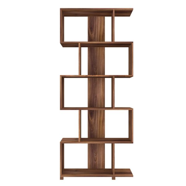 Manhattan Comfort Charming Petrolina Z-Shelf with 5 shelves in Nut Brown