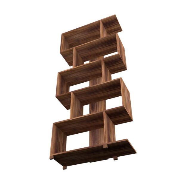 Manhattan Comfort Charming Petrolina Z-Shelf with 5 shelves in Nut Brown