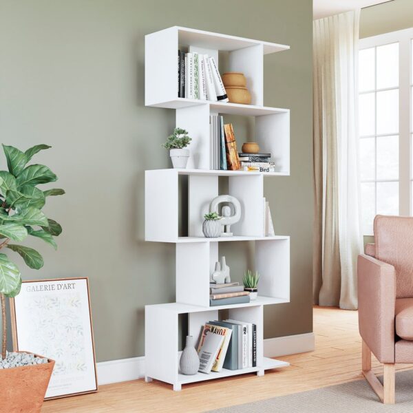 Manhattan Comfort Charming Petrolina Z-Shelf with 5 shelves in White