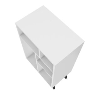 Manhattan Comfort Warren Low Bookcase 3.0 with 5 Shelves in White with Black Feet