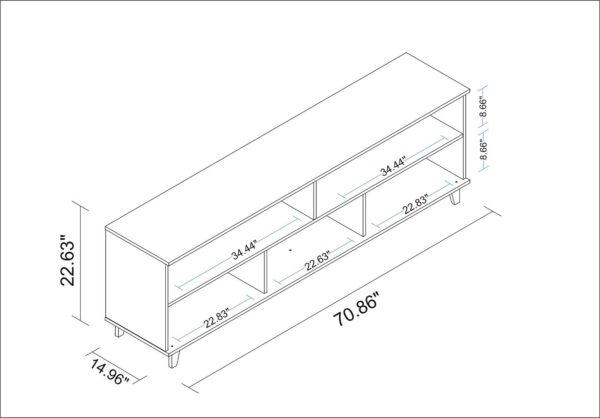 Manhattan Comfort Warren 70.87 TV Stand with 5 Shelves in White and Oak