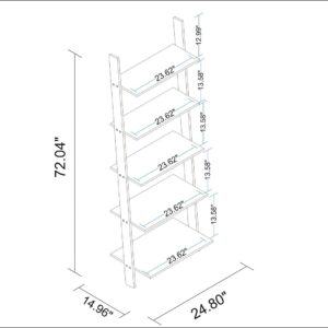 Manhattan Comfort Cooper 5-Shelf Floating Ladder Bookcase in Black