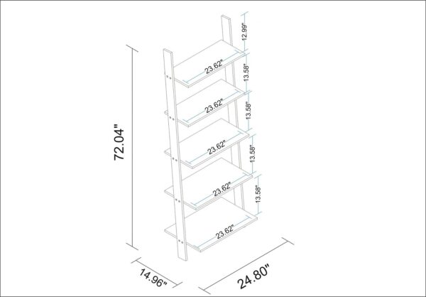 Manhattan Comfort Cooper 5-Shelf Floating Ladder Bookcase in Black