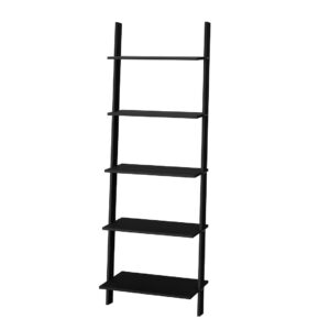 Manhattan Comfort Cooper 5-Shelf Floating Ladder Bookcase in Black