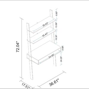 Manhattan Comfort Cooper Ladder Desk with 2 Floating Shelves in Black