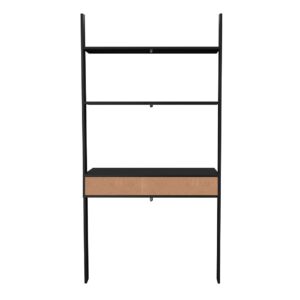 Manhattan Comfort Cooper Ladder Desk with 2 Floating Shelves in Black