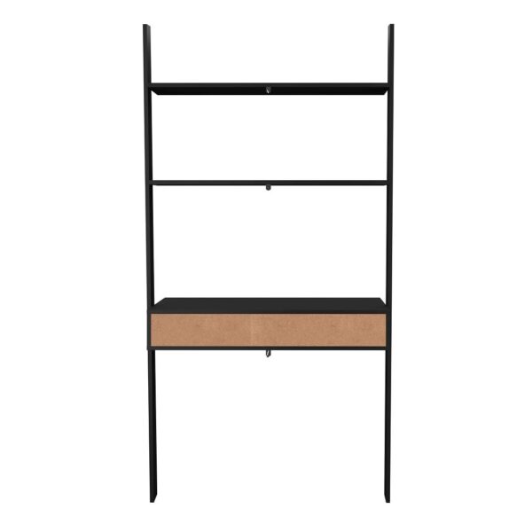 Manhattan Comfort Cooper Ladder Desk with 2 Floating Shelves in Black