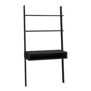 Manhattan Comfort Cooper Ladder Desk with 2 Floating Shelves in Black