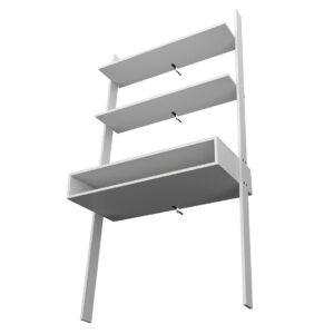 Manhattan Comfort Cooper Ladder Desk with 2 Floating Shelves in White