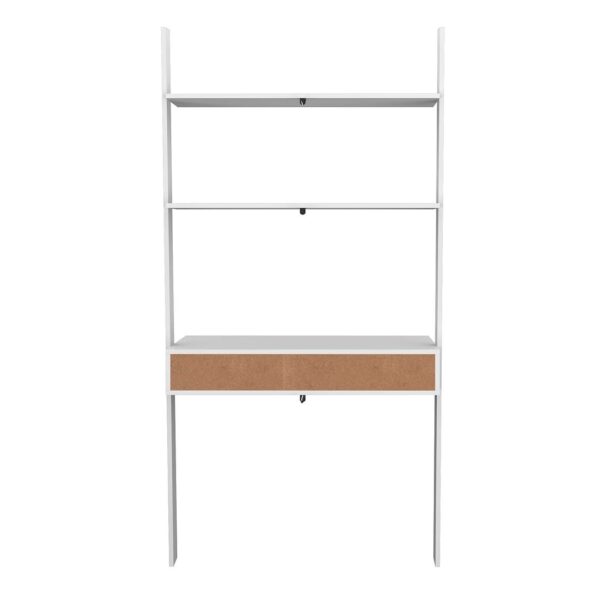 Manhattan Comfort Cooper Ladder Desk with 2 Floating Shelves in White