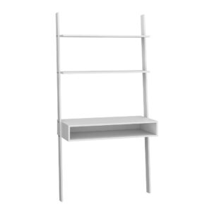 Manhattan Comfort Cooper Ladder Desk with 2 Floating Shelves in White