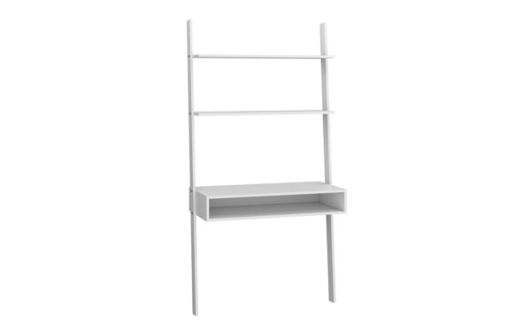 Manhattan Comfort Cooper Ladder Desk with 2 Floating Shelves in White