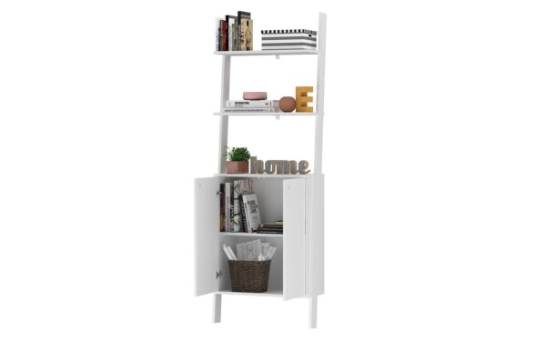 Manhattan Comfort Cooper Ladder Display Cabinet with 2 Floating Shelves in White