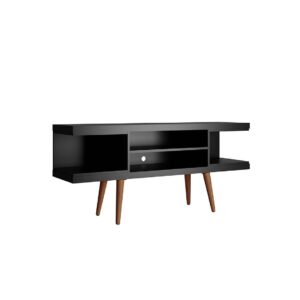 Manhattan Comfort Utopia 53.14" TV Stand with Splayed Wooden Legs and 4 Shelves in Black