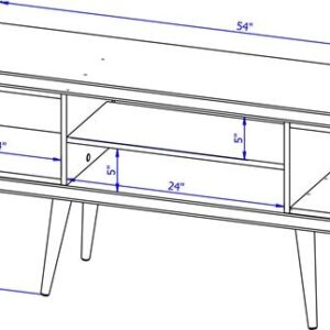 Manhattan Comfort Utopia 53.14" TV Stand with Splayed Wooden Legs and 4 Shelves in White