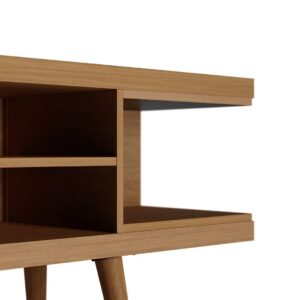 Manhattan Comfort Utopia 53.14" TV Stand with Splayed Wooden Legs and 4 Shelves in Maple Cream