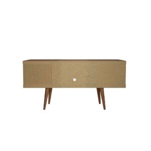 Manhattan Comfort Utopia 53.14" TV Stand with Splayed Wooden Legs and 4 Shelves in Maple Cream