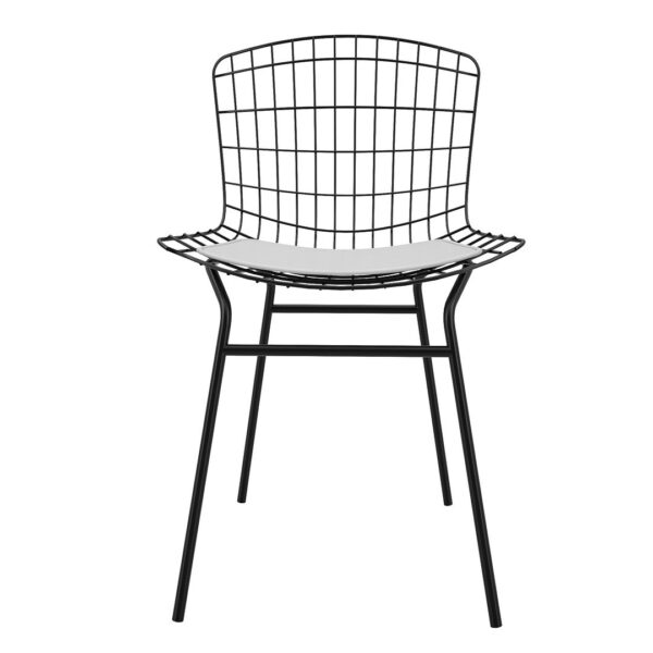 Manhattan Comfort Madeline Chair with Seat Cushion in Black and White