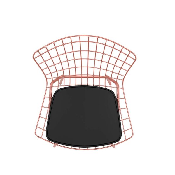 Manhattan Comfort Madeline Chair with Seat Cushion in Rose Pink Gold and Black