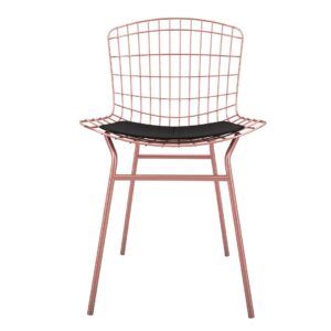 Manhattan Comfort Madeline Chair with Seat Cushion in Rose Pink Gold and Black