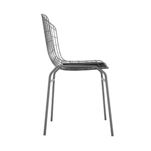 Manhattan Comfort Madeline Chair with Seat Cushion in Charcoal Grey and White