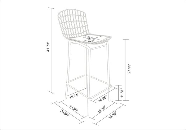 Manhattan Comfort Madeline 41.73" Barstool in Silver and White