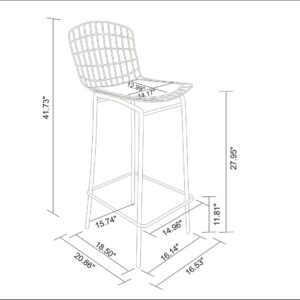 Manhattan Comfort Madeline 41.73" Barstool with Seat Cushion in Black