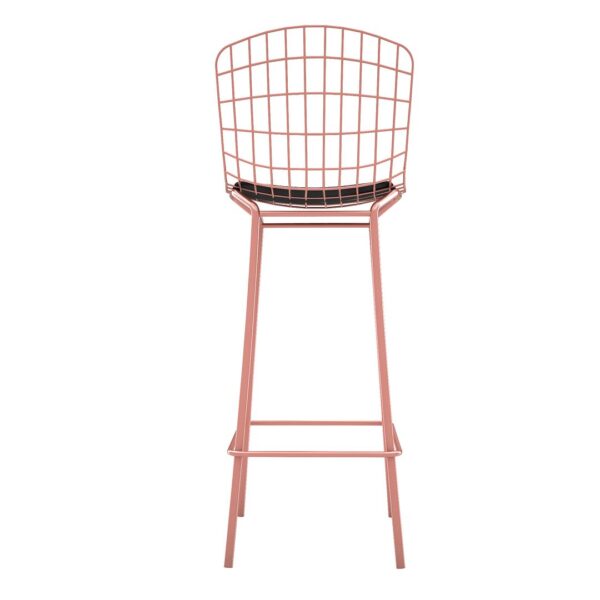 Manhattan Comfort Madeline 41.73" Barstool with Seat Cushion in Rose Pink Gold and Black