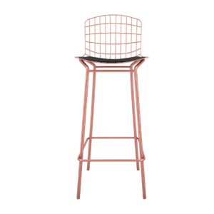 Manhattan Comfort Madeline 41.73" Barstool with Seat Cushion in Rose Pink Gold and Black