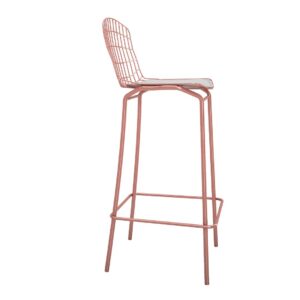 Manhattan Comfort Madeline 41.73" Barstool with Seat Cushion in Rose Pink Gold and White