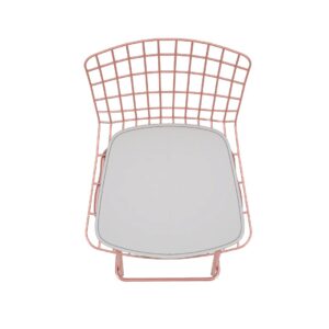 Manhattan Comfort Madeline 41.73" Barstool with Seat Cushion in Rose Pink Gold and White