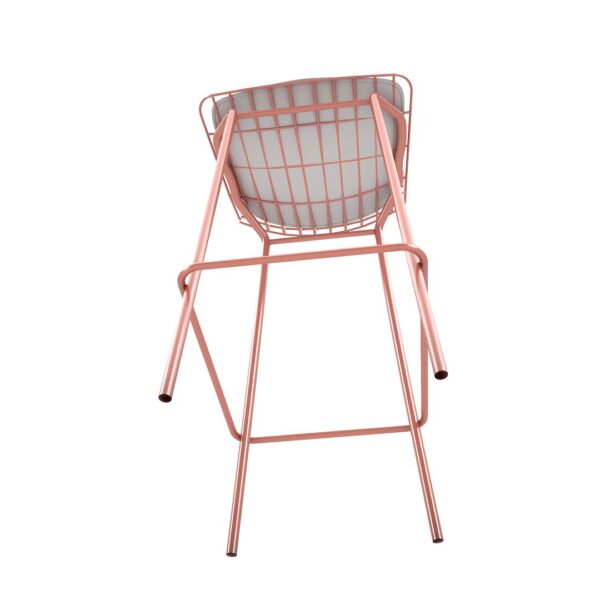 Manhattan Comfort Madeline 41.73" Barstool with Seat Cushion in Rose Pink Gold and White